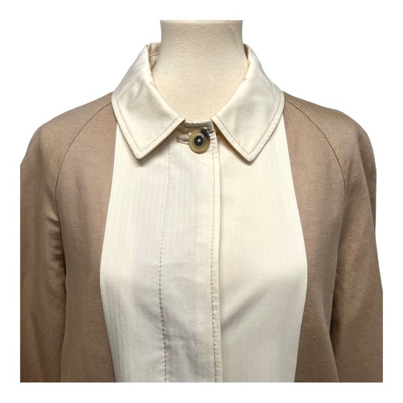 See By Chloe Tan & Cream Natural Flax Cotton Button Front Casual Jacket Coat 12 - Picture 4 of 13
